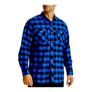Men's Button Down Regular Fit Long Sleeve Plaid Flannel Casual Shirts Size (S)